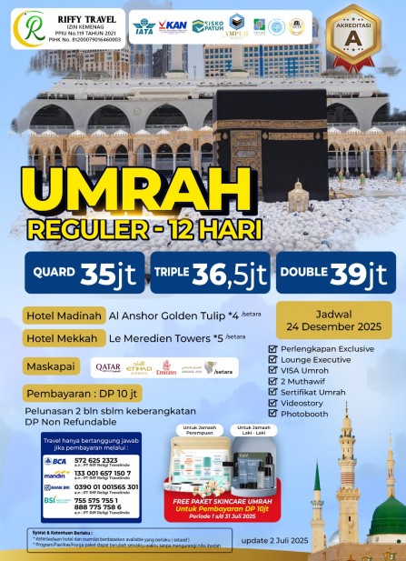 Umroh Reguler 12 Hari Transit (24 Desember 2025)
